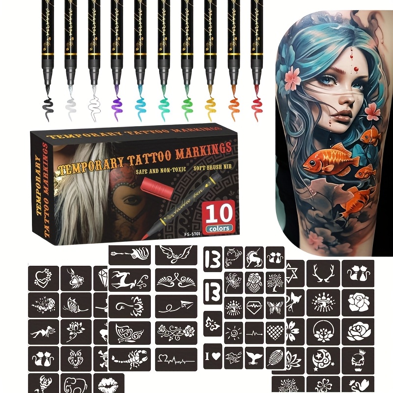 Metallic Paint Set - Temporary Tattoo Marker Set 10 Colors