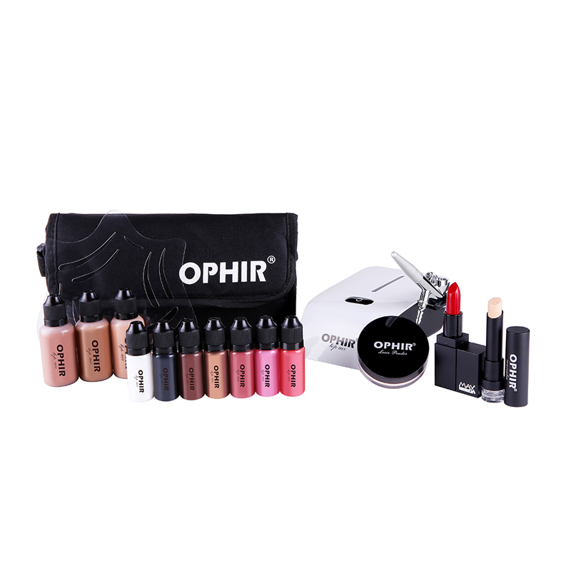 Airbrush Compressor Kit - OPHIR Pro Makeup Set 0.3mm Airbrush