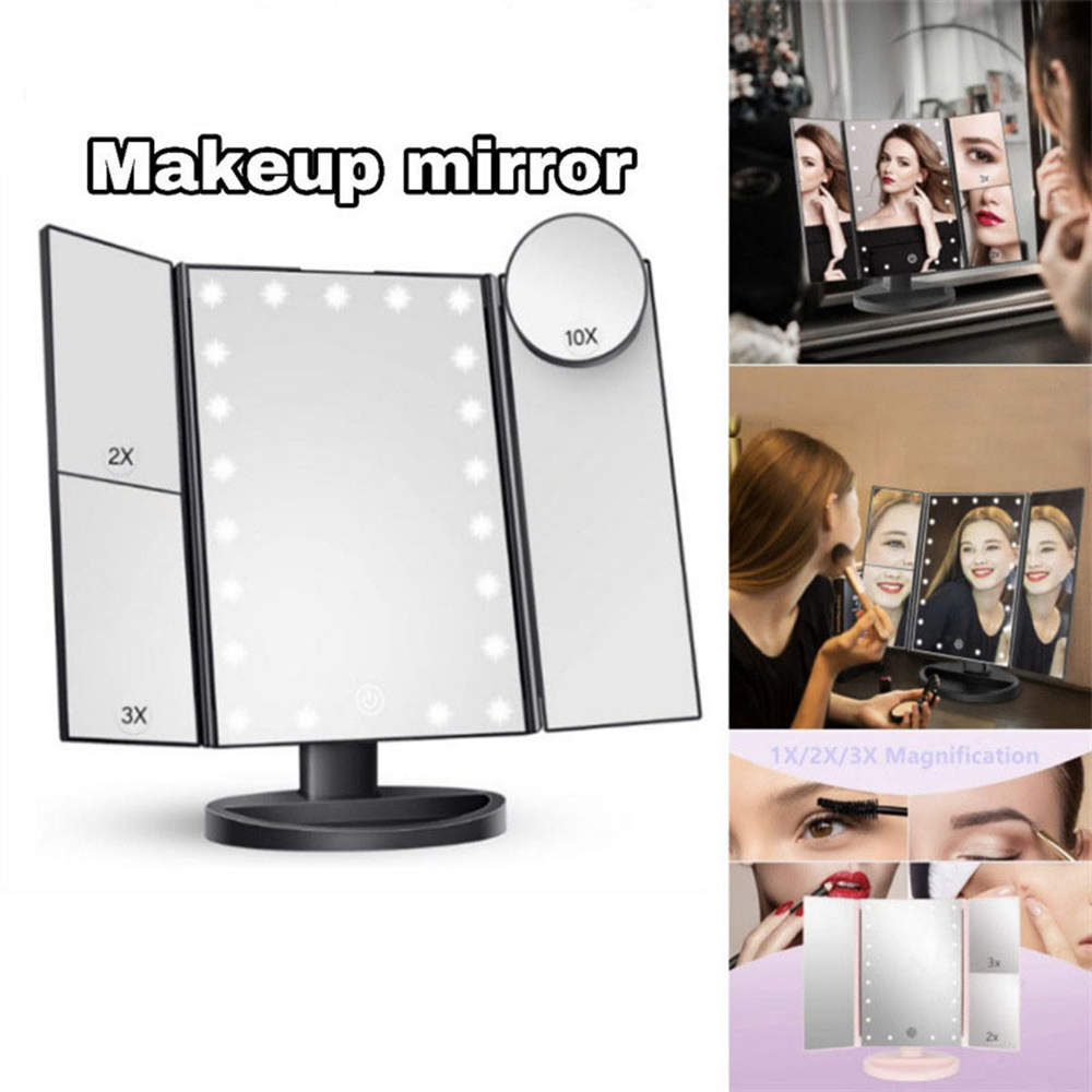 Magnifier With Light - Bathroom Folding Makeup Mirror, 2X 3X