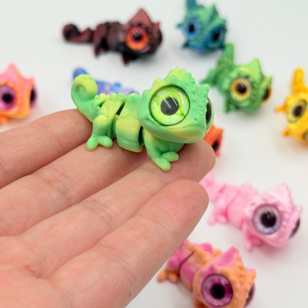 Model Kit Lizard - 3D Printed Mini Chameleon Figures Movable