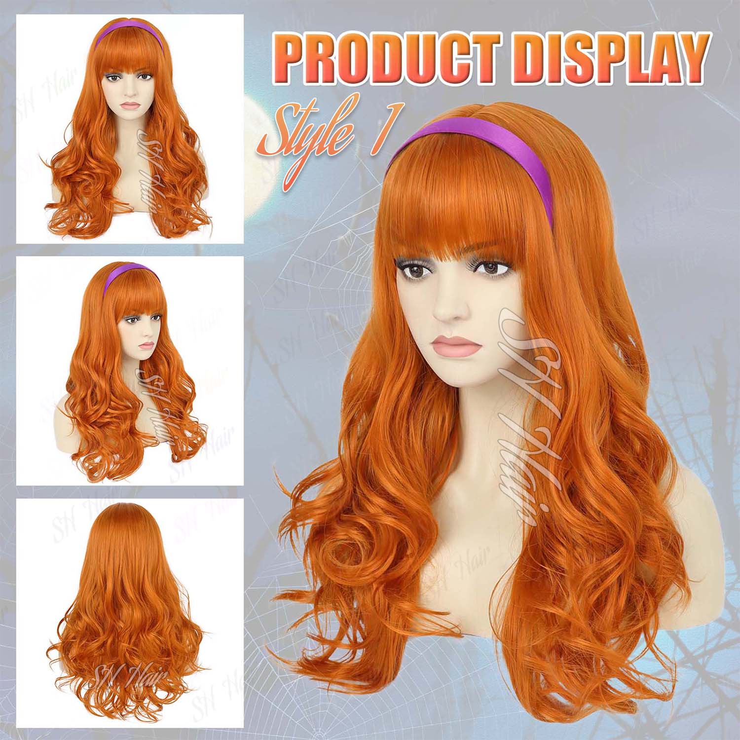 Synthetic Long Curly Orange Wi - огляд і ціна Magnifier With Light