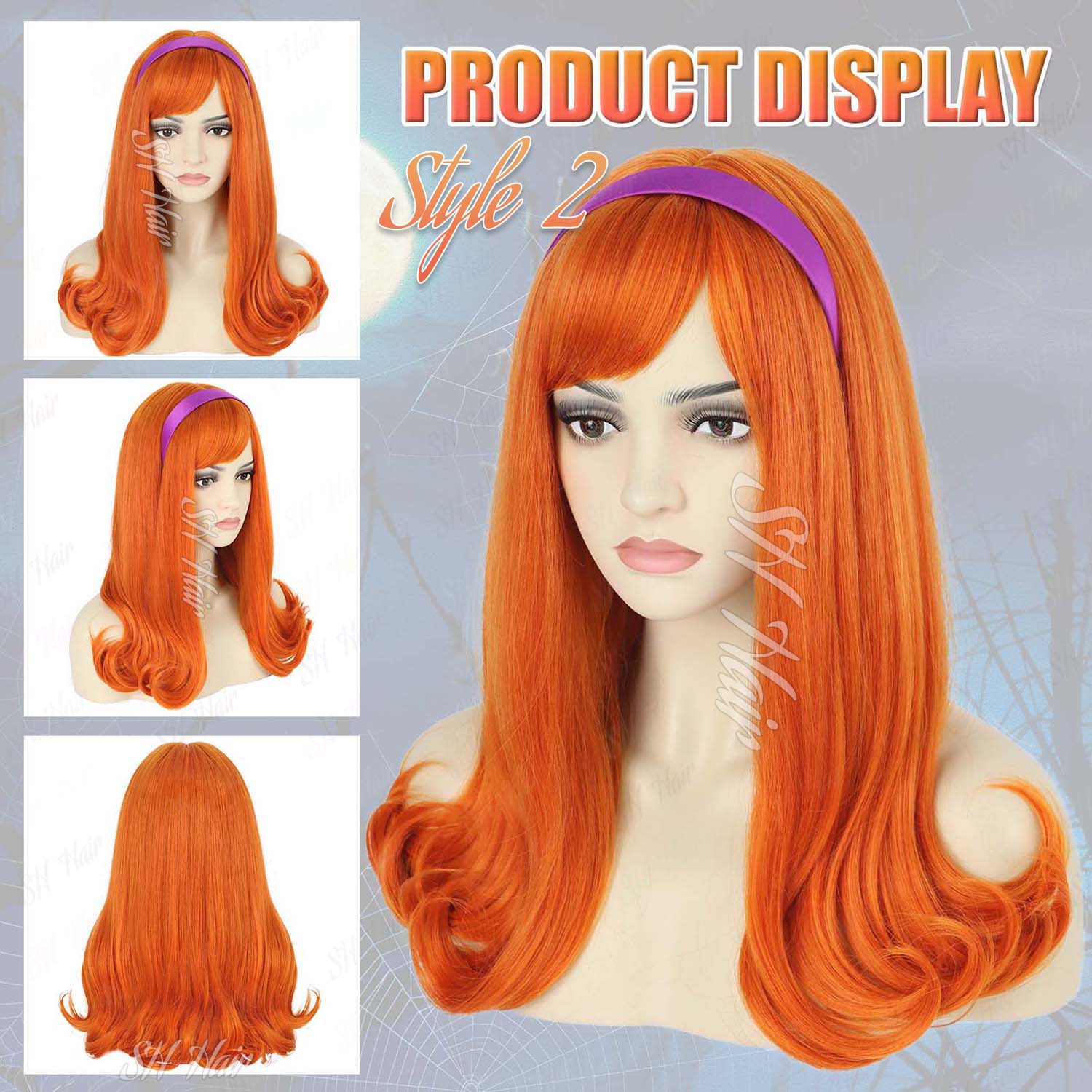 Synthetic Long Curly Orange Wi - огляд і ціна Magnifier With Light