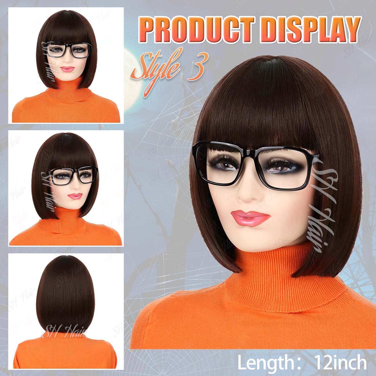 Synthetic Long Curly Orange Wi - огляд і ціна Magnifier With Light